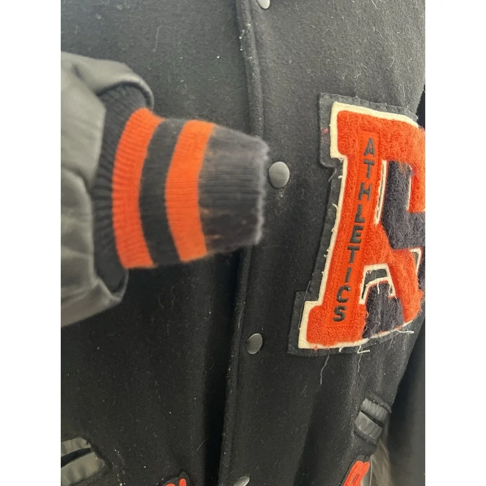 Delong Letterman Jacket Wool USA Large Vintage 80s 90s High School Bomber Coat
